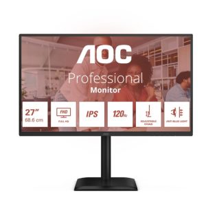 Монитор AOC 27E4U, 27″, 1920×1080@120Hz, IPS, D-SUB, HDMI, USB Hub, Adaptive Sync, FlickerFree, Anti Blue Light, Тонколони 2Wx2