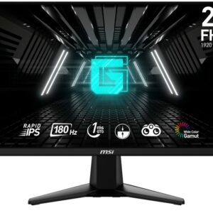 MSI G255F, 24.5", Rapid IPS, 180Hz, 1ms, 1920x1080 FHD, Anti-glare, Adaptive-sync, Night Vision, Frameless, Anti-Flicker, Less Blue Light, 300 nits, 1000:1, 100M:1, 1x Display Port (1.2a), 2x HDMI (2.0b), Headphone out, Tilt, FRAMELESS, 3.24 kg