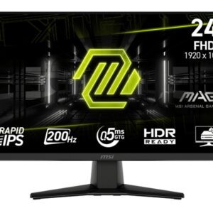 MSI MAG 242F, 23.8", 0.5ms, 200Hz, Rapid IPS, 1920x1080 (FHD), 16:9, AMD FreeSync Premium, 89% DCI-P3, AG, HDR Ready, 300 nits, 1000:1, DCR 100M:1, DP(1.2a), HDMI 2.0b, Tilt, VESA, Black, 3kg
