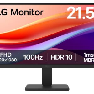 LG 22U401A-B, 21.5" VA, 5ms (GtG at Faster), 100Hz, 3000:1,  Dynamic Action Sync, 250 cd/m2, Full HD 1920x1080, HDR 10 / sRGB 99%, VRR, Flicker Safe, Reader Mode, D-Sub, HDMI, Tilt, Headphone out, Black