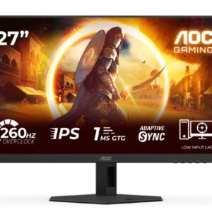 AOC 27G4ZR, 27" Fast IPS WLED, 1920x1080@260Hz (OC, Native 240Hz), 1ms GtG, 0.3ms MPRT, 300cd m/2, 1000:1, Adaptive Sync, FlickerFree, Anti Blue Light, Tilt, Height Adjust, Pivot, Swivel, 2xHDMI, DP