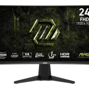 MSI MAG 245C X24 Gaming Monitor, 23.6", 1ms, 240Hz Curve 1500R VA, 1920x1080, AMD FreeSyncPremium, AI Vision, Console Mode, HDR Ready, 300nits AG, 1.07B, 3000:1, 100M:1, DP(1.2a), 2xHDMI(2.0b), Headphone out, Tilt, VESA 100, Black, 3.2kg