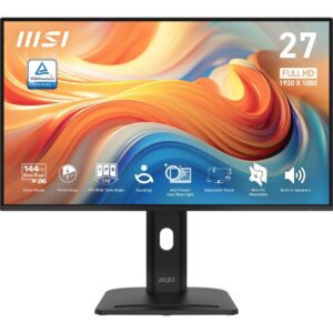 MSI PRO MP275PG E14 Proffesional Bussiness Monitor, 27", 1ms, 144Hz IPS, 1920x1080, FSync, EyesErgo, Anti-flicker, Eye-Q Check, Project Mode, HDR Ready, 300nits AG, 1500:1, 100M:1, sRGB 116%, DP, HDMI, D-Sub, 2x2W, Pivot, Heigh Adj., VESA, Black, 6.11kg