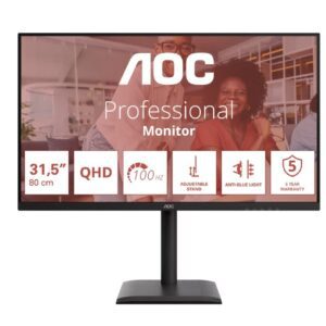 AOC Q32E4U, 31.5" IPS WLED, 2560x1440@100Hz, 4ms GtG, 350cd m/2, 1000:1, 20M:1 DCR, Adaptive Sync, FlickerFree, Anti Blue Mode, 3Wx2, Tilt, Height Adjust, Pivot, Swivel, 2xHDMI, DP, USB Hub