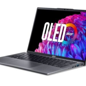 Acer SFG14-63-R1DP, AMD Ryzen 7 8845HS (up to 5.1GHz, 16MB), 14'' CineCrystal OLED WQ2.8K 90Hz (2880 x 1800), AMD Radeon Graphics, 16GB LPDDR5 onboard, 512GB SSD NVMe, 50Wh, WIFI6E+BT 5.3, QHD Cam, MicroSD Reader, Win 11 Home, Backlit KBD, Steel Gray