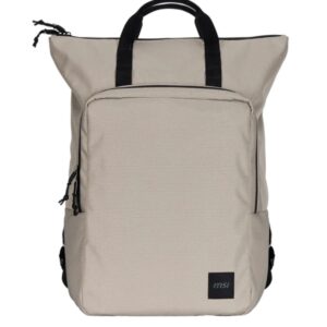 MSI Venture Backpack, For up to 16 inch laptops, Front zipper storage bag, Water-repellent and wear-resistant, Moisture - bacteria proof, Environmentally certification, Desert beige grey, 46 x 40 x 15cm , easily accommodating laptops under 16 inches