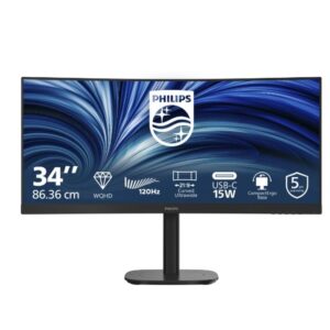Philips 34B2N3500C, 34" Curved 1500R, VA, WLED, 3440x1440@120Hz, 4ms GtG, 350cd m/2, 3500:1, 50M:1 DCR, Adaptive Sync, FlickerFree, SoftBlue, 5Wx2, Tilt, Height Adjust, Swivel, 2xHDMI, DP, USB hub
