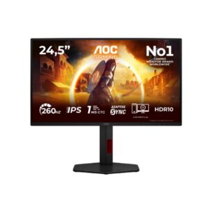 AOC 25G4ZR, 24.5" Fast IPS WLED, 1920x1080@260Hz (OC, Native 240Hz), 1ms GtG, 0.5ms MPRT, 300cd m/2, 1000:1, 80M:1 DCR, Adaptive Sync, FlickerFree, Anti Blue Light, Tilt, Height Adjust, Pivot, Swivel, 2xHDMI, DP